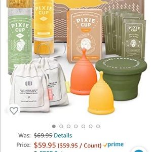 Never opened period cups - excellent teen starter kit !